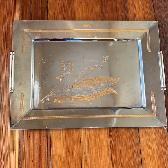 Vintage Elegant Gioiel Oro Tray Designed by Roberto C. Italy 24 K Inox 18/10 - Picture 16 of 16